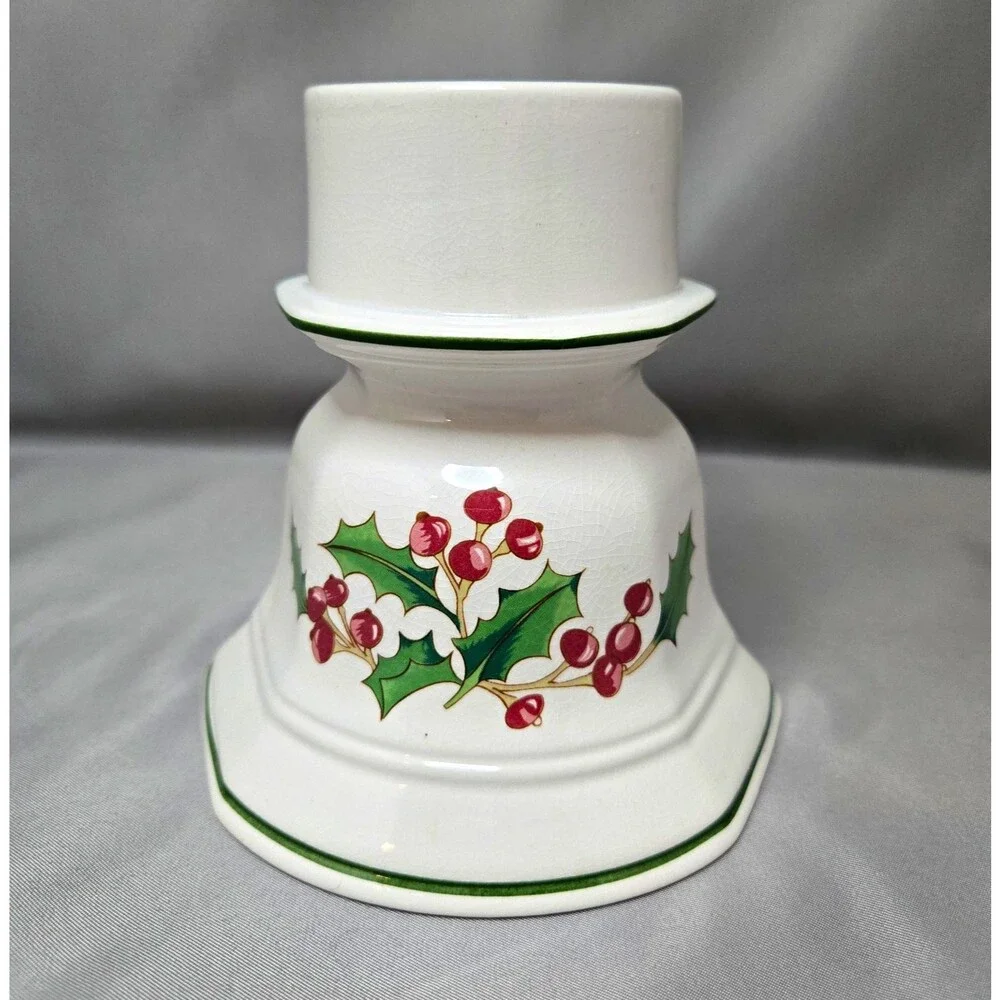 White Christmas Ceramic Holly Candle Holder, Korea, Decorative Christmas, White